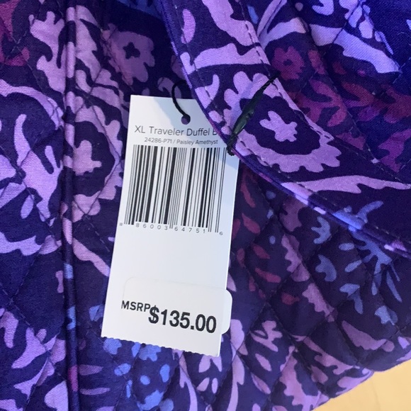 NWT vera bradley xl duffel bag paisley amethyst - Picture 5 of 5